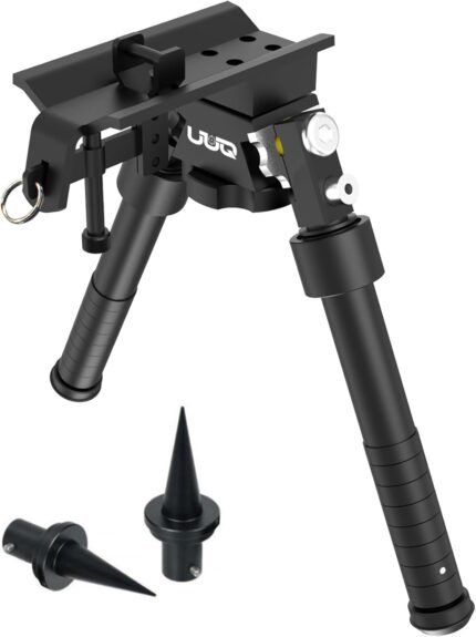 UUQ QV8 6-9 Inches Tactical Rifle Adjustable Bipod for Hunting and Shooting, Directly Attach to Sling Swivel Stud, w/Spike Feet